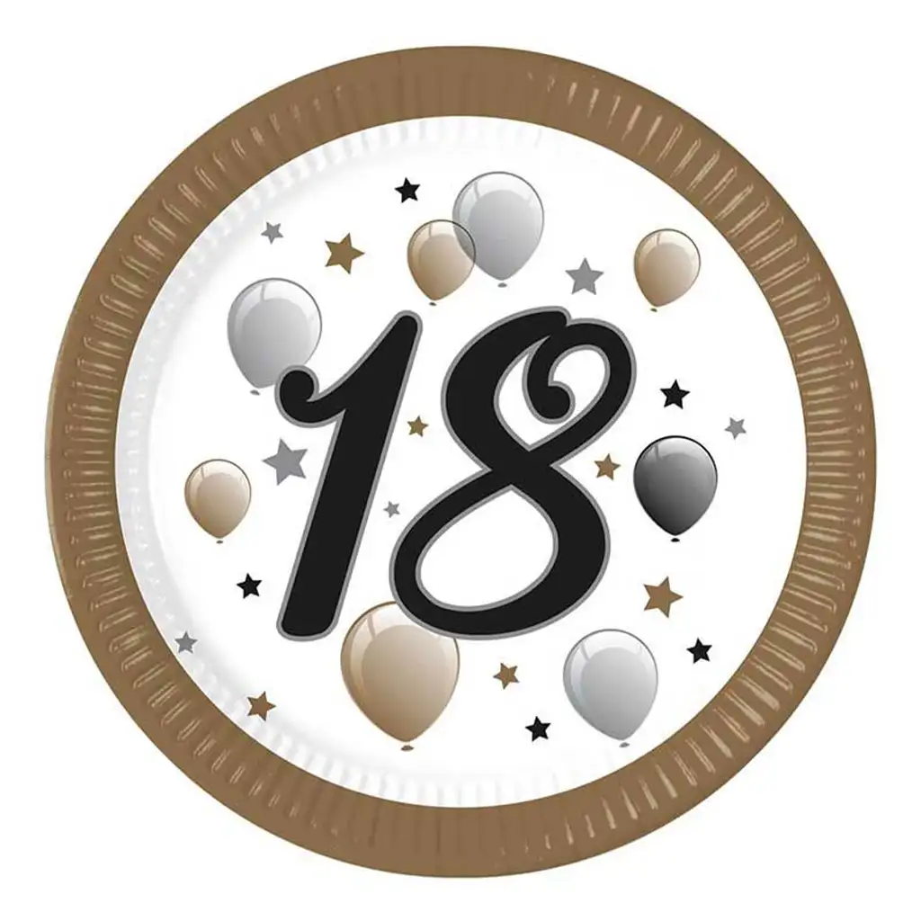 "18" rokov nápis papierový tanier 8ks sada 23cm kép 1