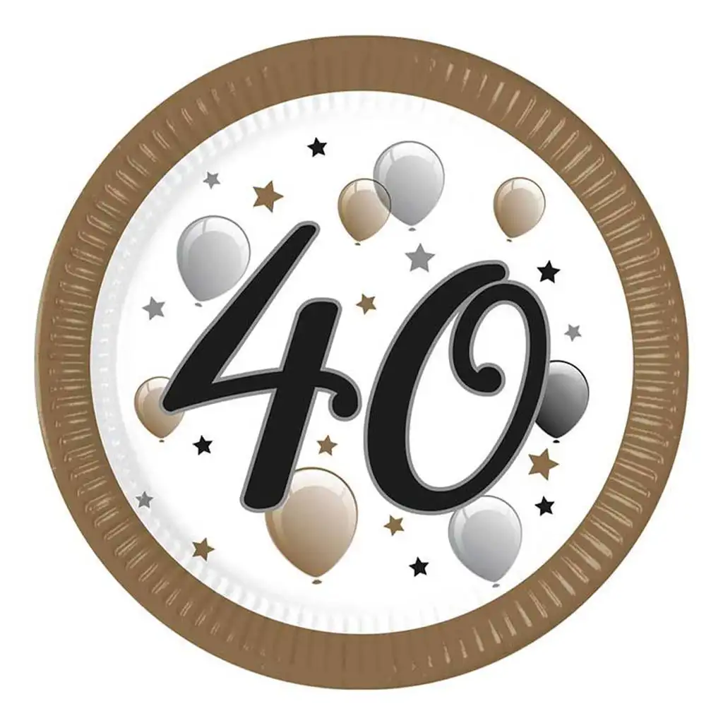 "40" rokov s nápisom papierový tanier 8ks set 23cm kép 1