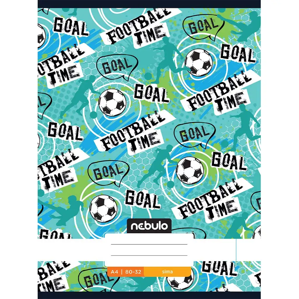 Nebulo: Zošit s hladkými listami, zošitý, s nápisom Football time, 80 strán, 32 listov, formát A4