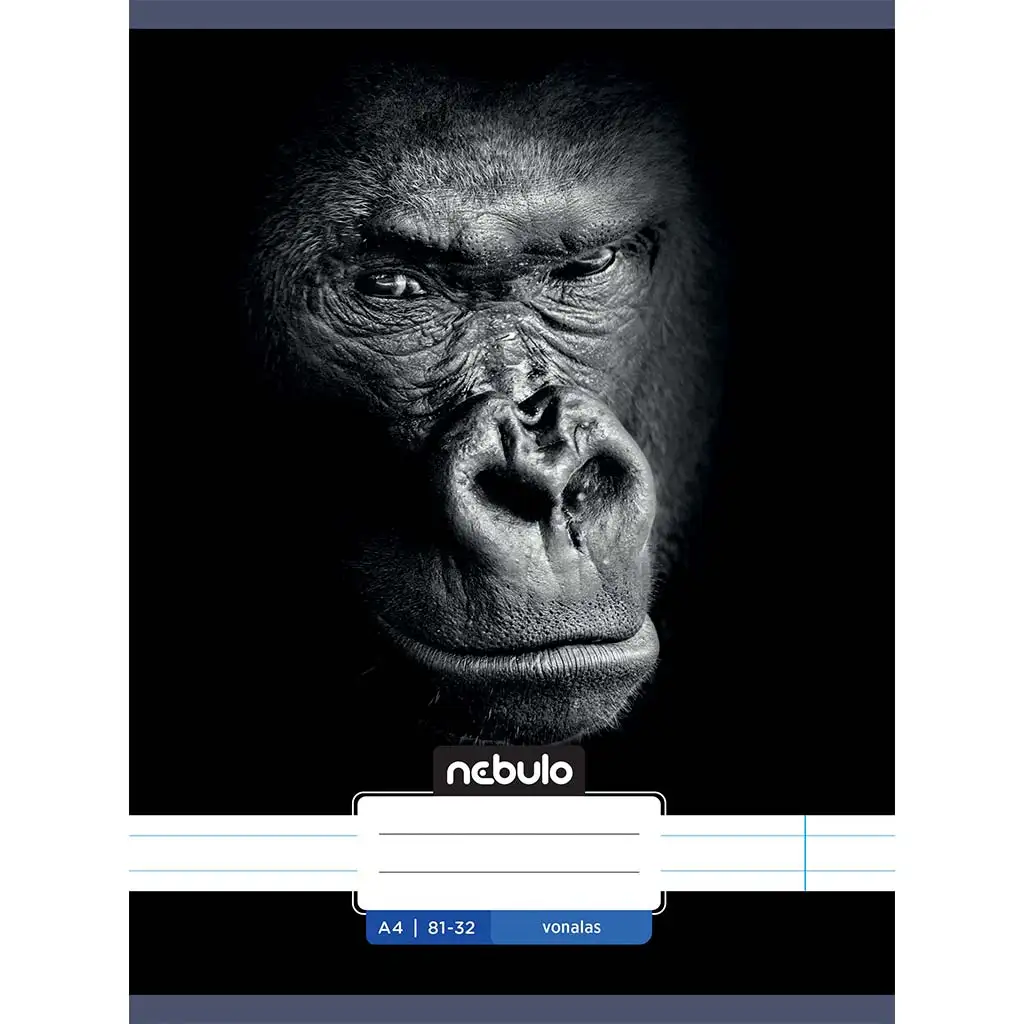 Nebulo: Zošit s linajkovanými listami, gorilí vzor, 81-32 A/4, zošit sošívaný