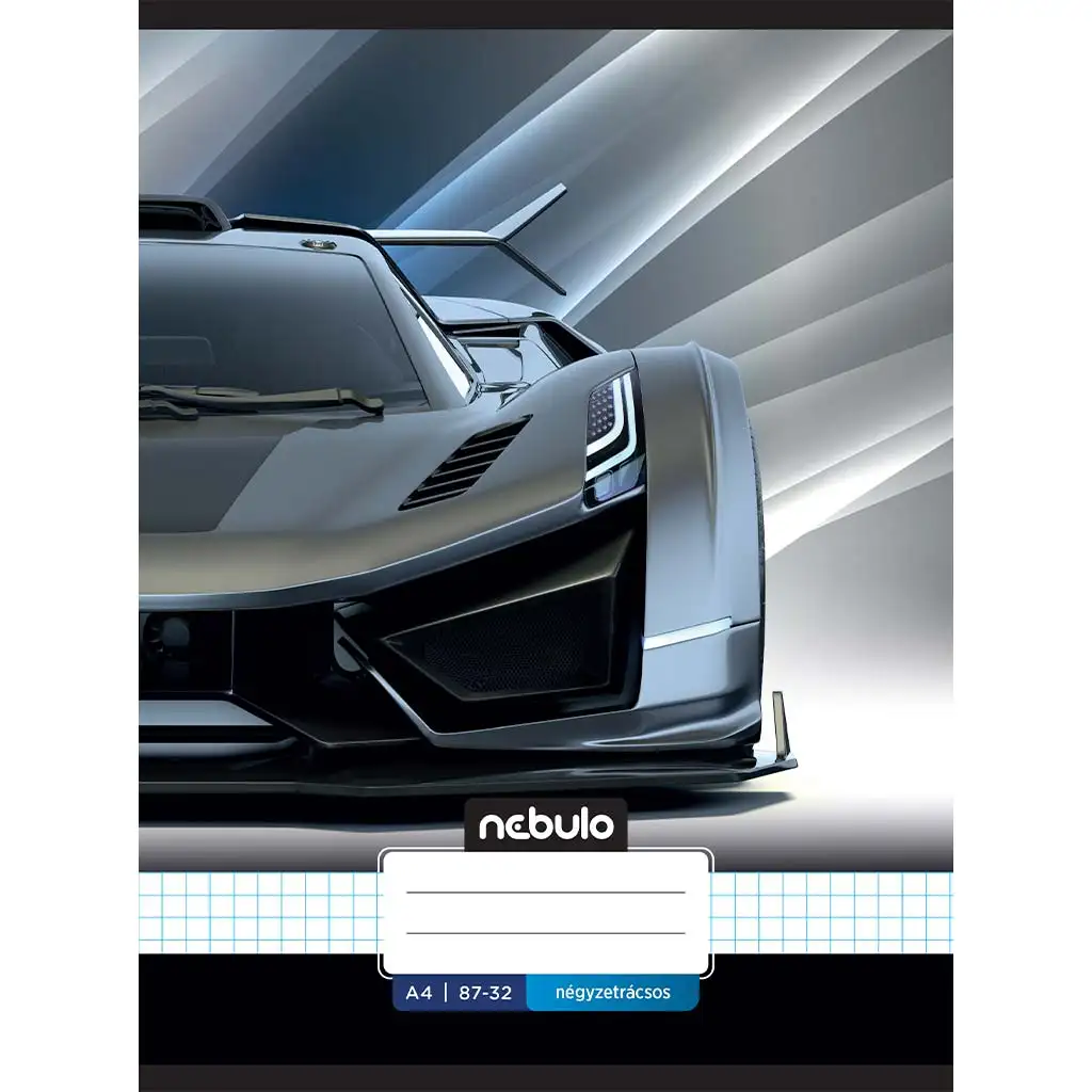 Nebulo: Zošit s prešitými kockovanými listami s motívom športového auta 87-32 A/4