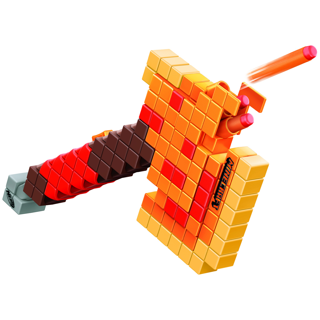 Nerf Minecraft Firebrand, dartblasterbijl, 6 Elite foamdarts, ontwerp