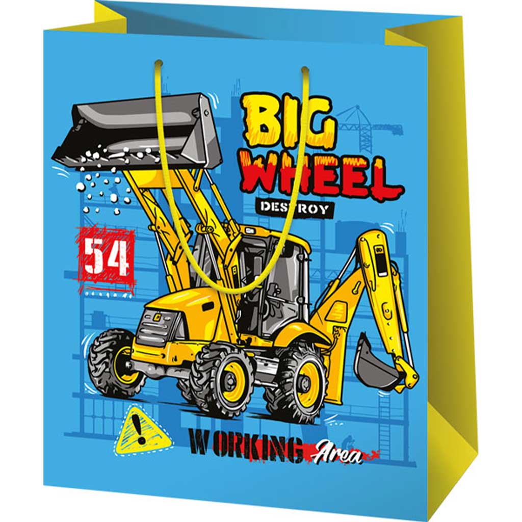 Veľká taška na darčeky s motívom Big Wheel pracovného stroja 26x13x33cm kép 1