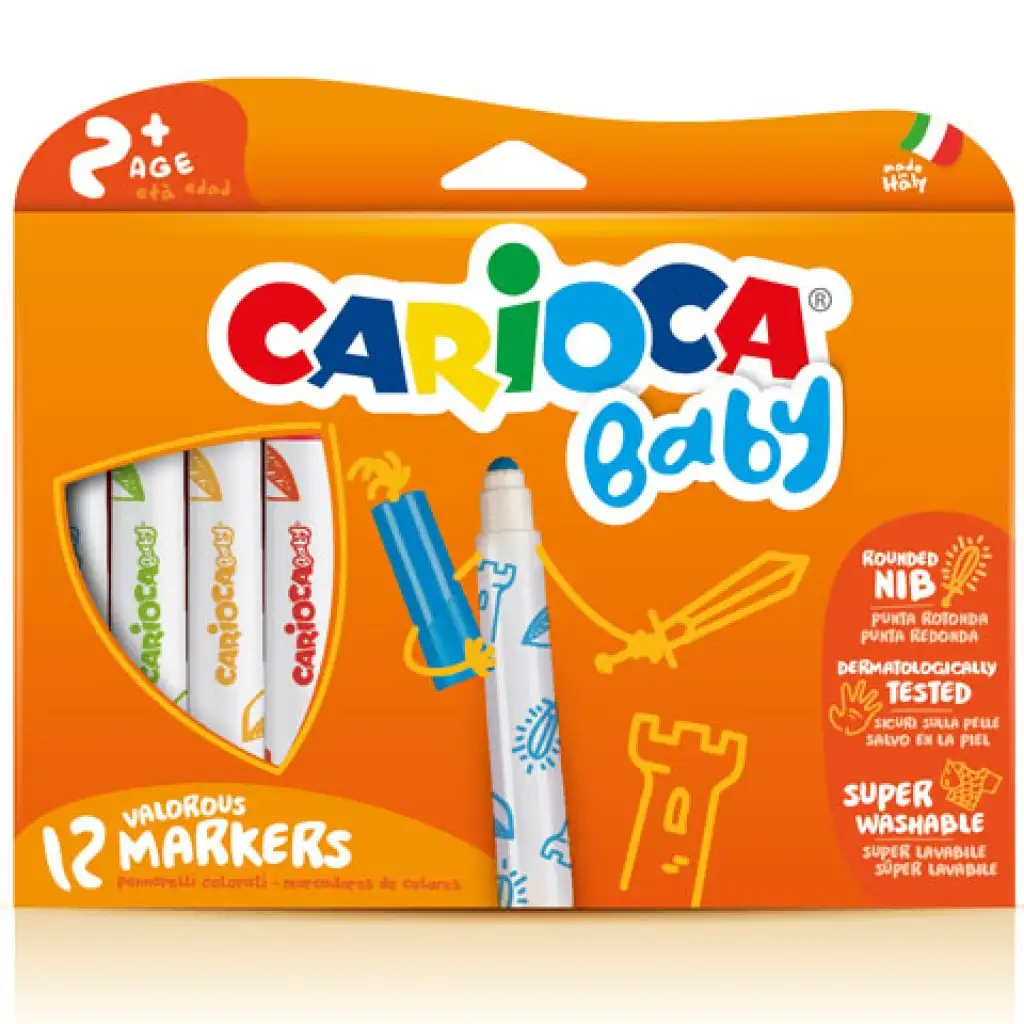 Carioca: Farebné fixky pre najmenších 12 kusov - vymývateľné kép 1