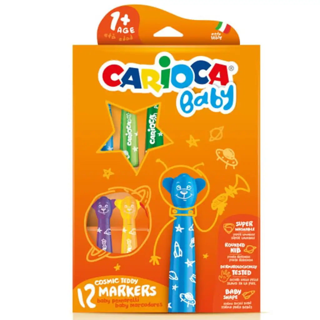 Carioca: Farebné vymývateľné macíkové fixky pre najmenších 12- kusov kép 1