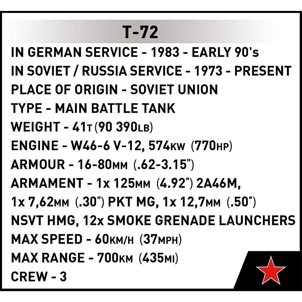 COBI: Ozbrojené sily T-72 (Východné Nemecko/Sovietsky zväz) tanková stavebnica (2625) kép 7