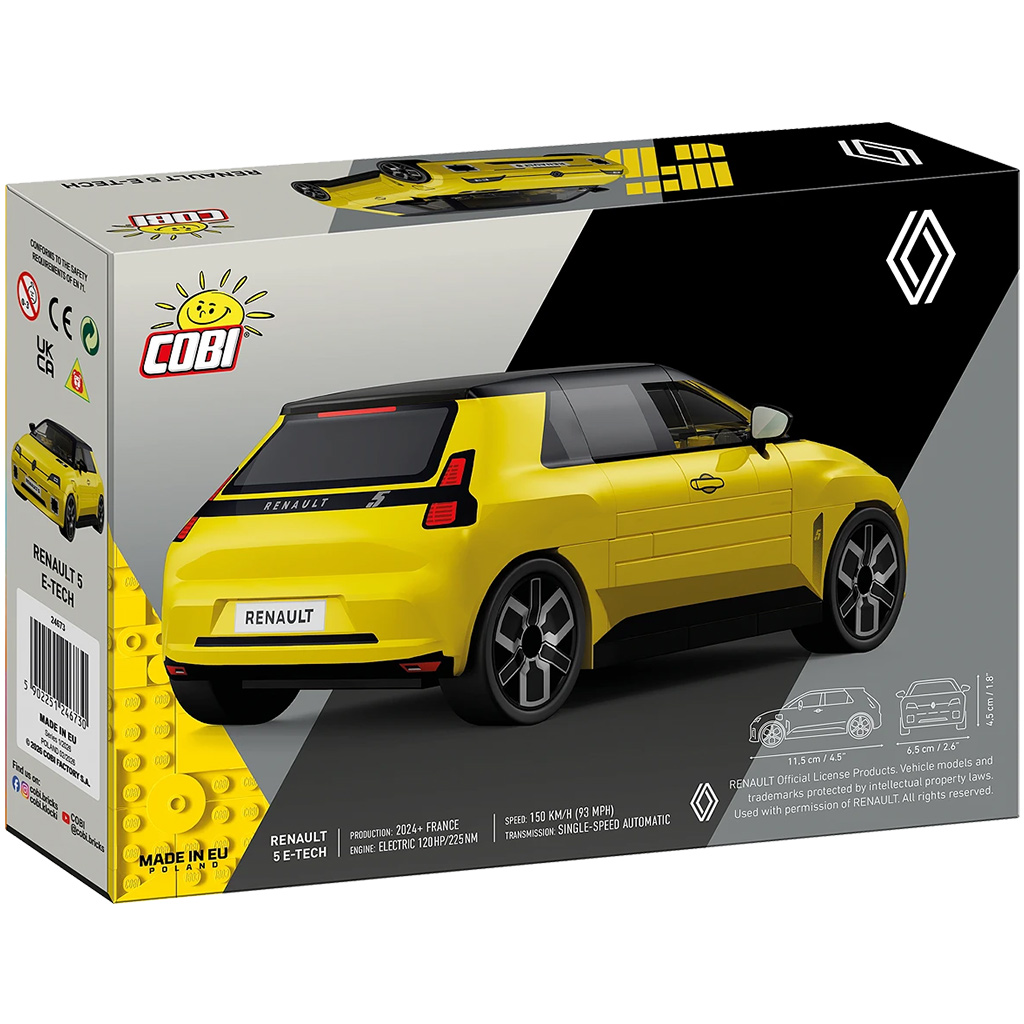 COBI: Renault 5 E-Tech žlté auto stavebnica (24673) kép 5