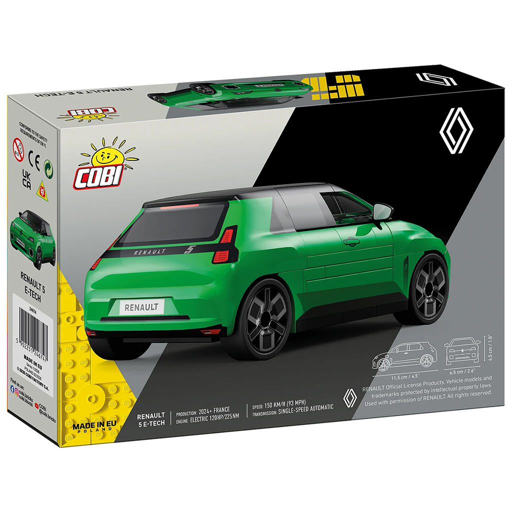 COBI: Renault 5 E-Tech zelené auto stavebnica (24674) kép 4