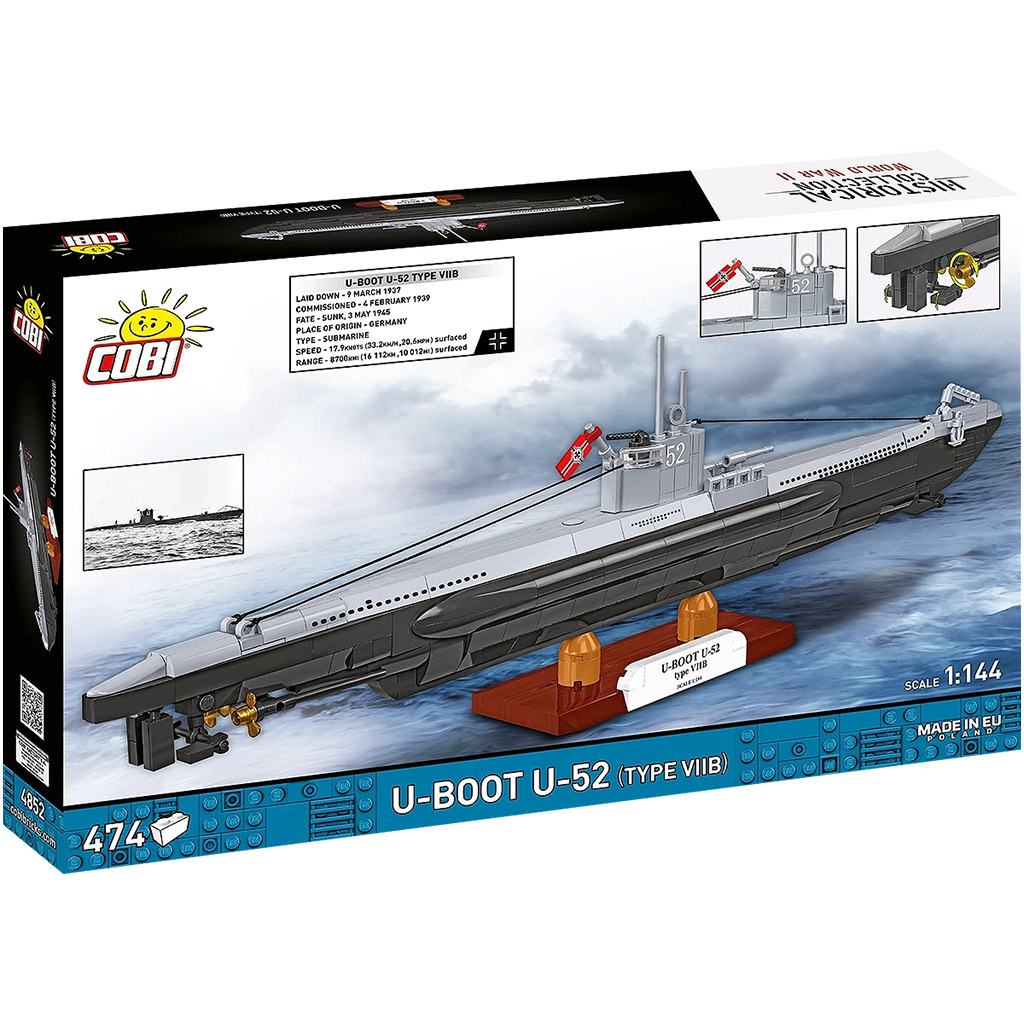 COBI: WW II Ponorka U-52 (Typ VIIB) lodný stavebnica (4852) kép 7