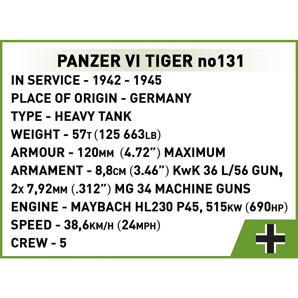 COBI: Tank VI Tiger no131 stavebnica (2588) kép 8