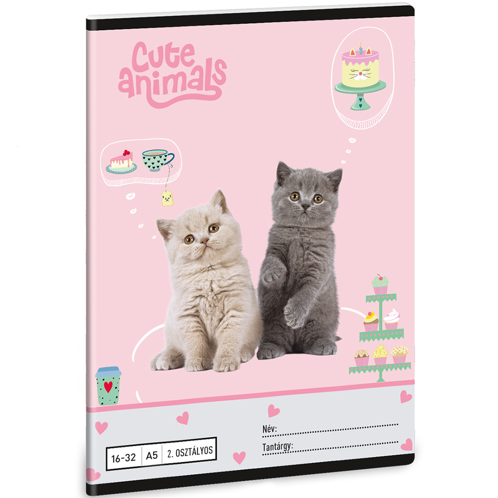 Ars Una: Cute Animals: Čajový večierok 2. ročník linkovaný zošit A/5 16-32 kép 1