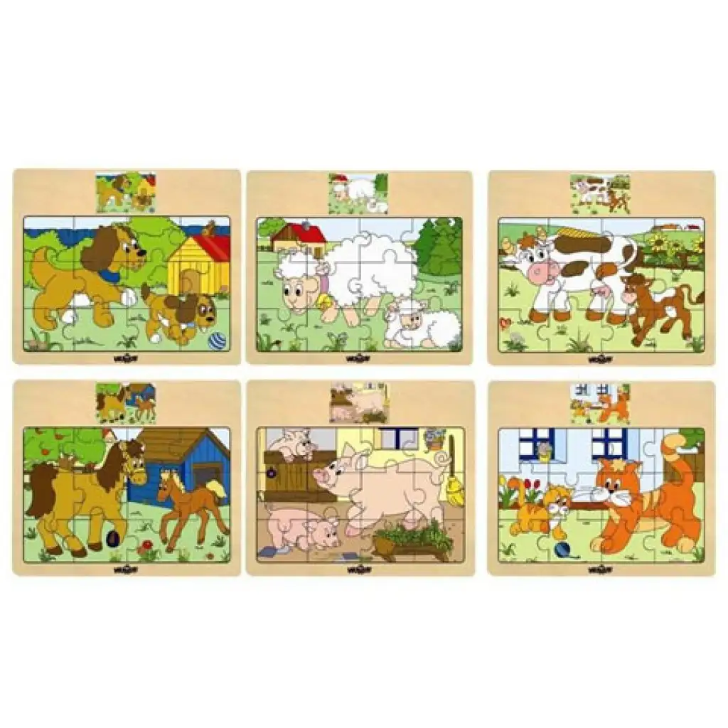 Drevené puzzle Domáce zvieratko s mláďatkom kép 1