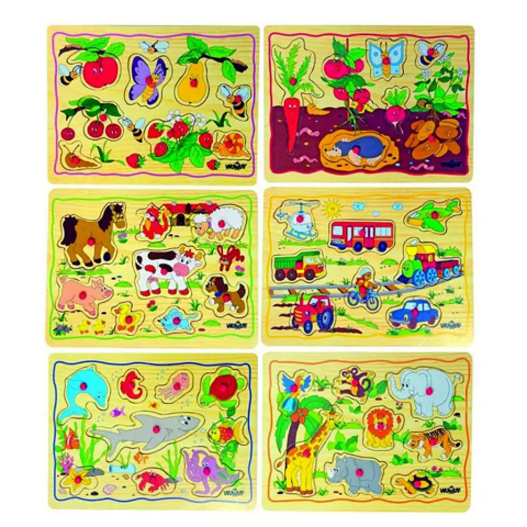 Drevené puzzle na doske - Woodyland kép 1