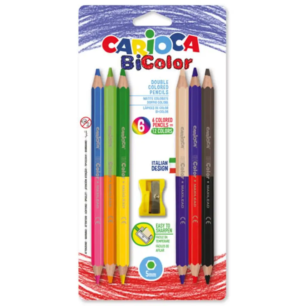 Jumbo obojstranné farebné ceruzky 6ks so strúhadlom - Carioca kép 1