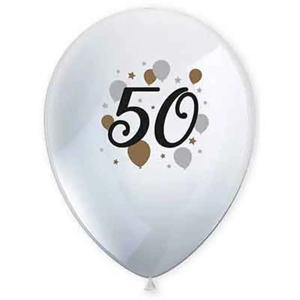 "50" rokov vzorovaný latexový balónik 6ks sada kép 1