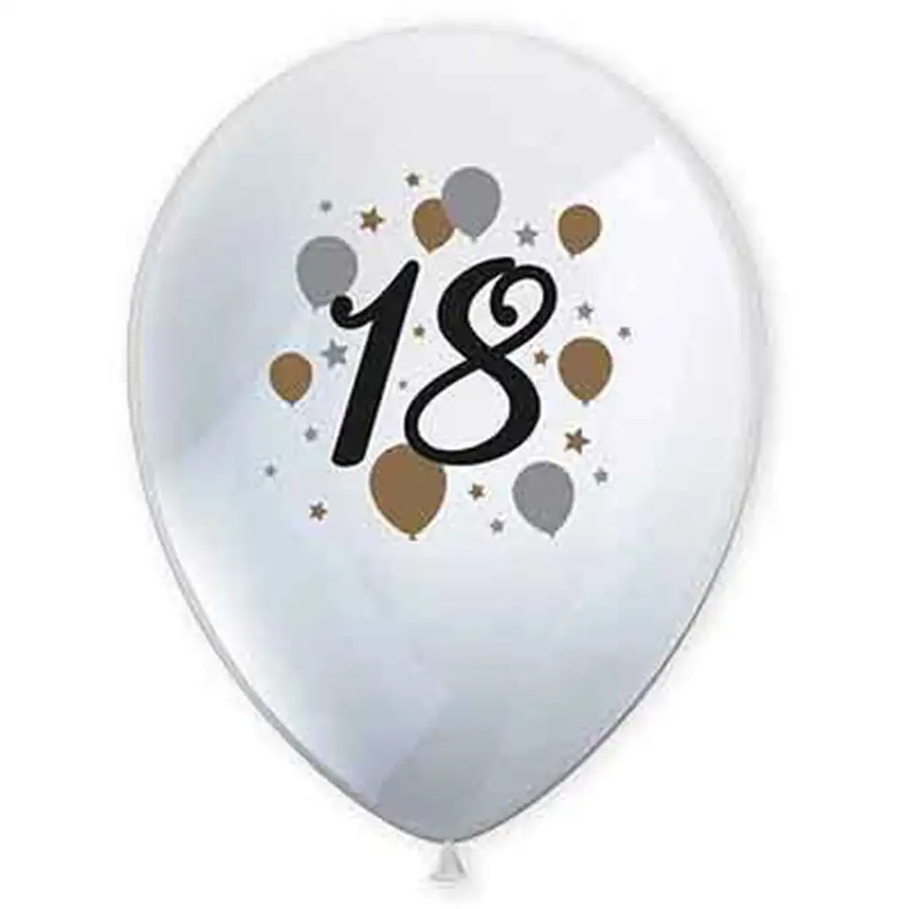"18" rokov vzorovaný latexový balón 6ks sada kép 1