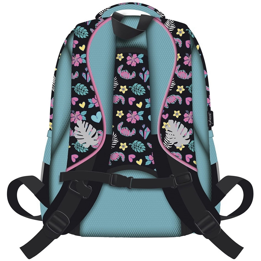 Disney Stitch vzorovaný 4 priehradkový školský batoh, ruksak s modrým pompom BPL58 40x29x19 cm kép 2