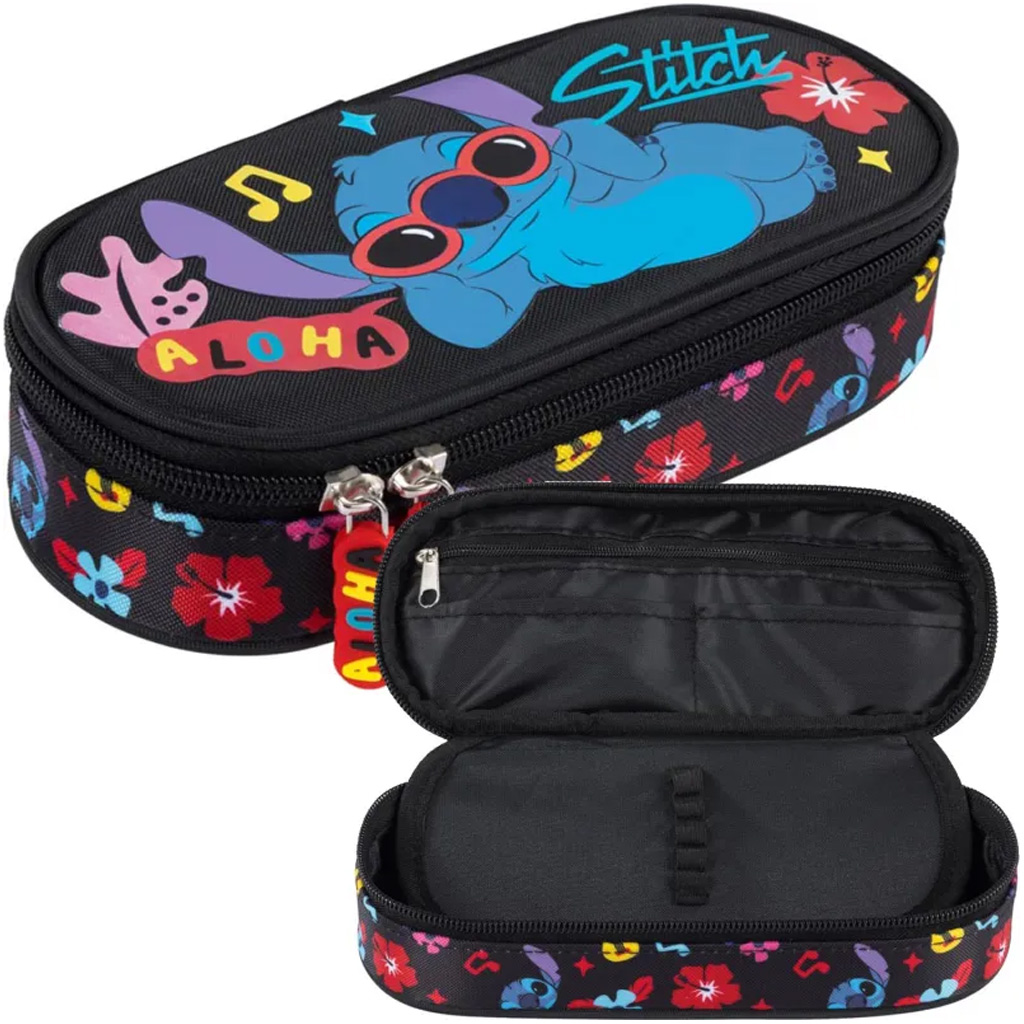 Disney Stitch Aloha čierny oválny peračník PC01 23x9,5x6 cm kép 3