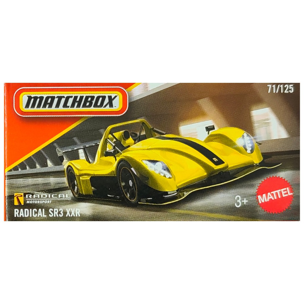 Matchbox: Radical SR3 XXR žlté papierové krabičke autíčko 1/64 – Mattel kép 1