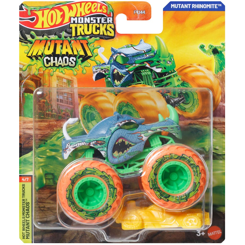 Hot Wheels Monster Trucks: Mutant Chaos Rhinomite monster autíčko 1/64 - Mattel kép 1