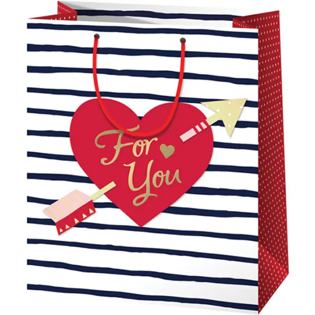 "For you" srdcovitá normál veľkosť darčeková taška 11x6x15cm kép 1