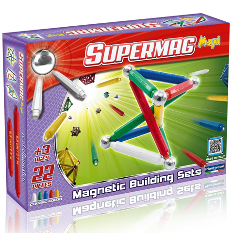 Supermag Maxi Classic color 22 dielikov - magnetická stavebnica kép 1