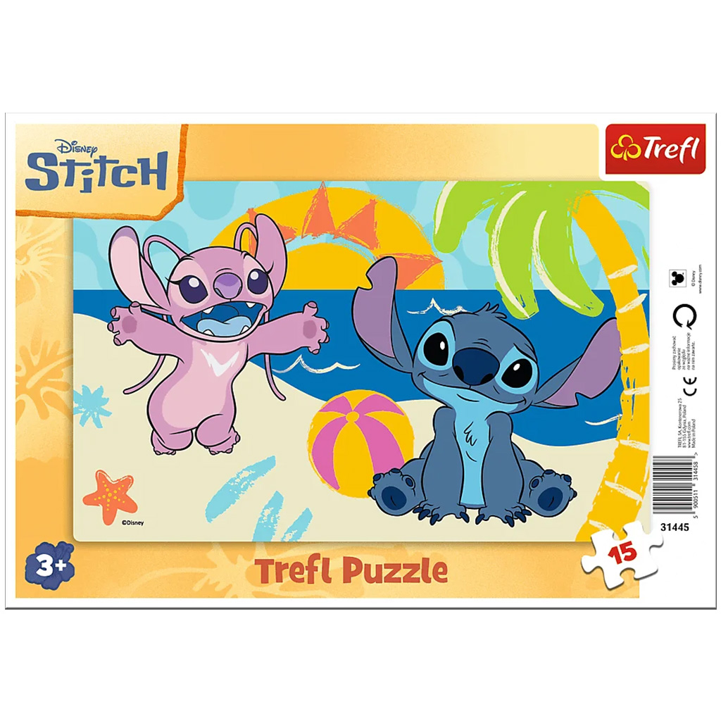 Disney Stitch plážové dobrodružstvo 15ks rámčekové puzzle - Trefl kép 1