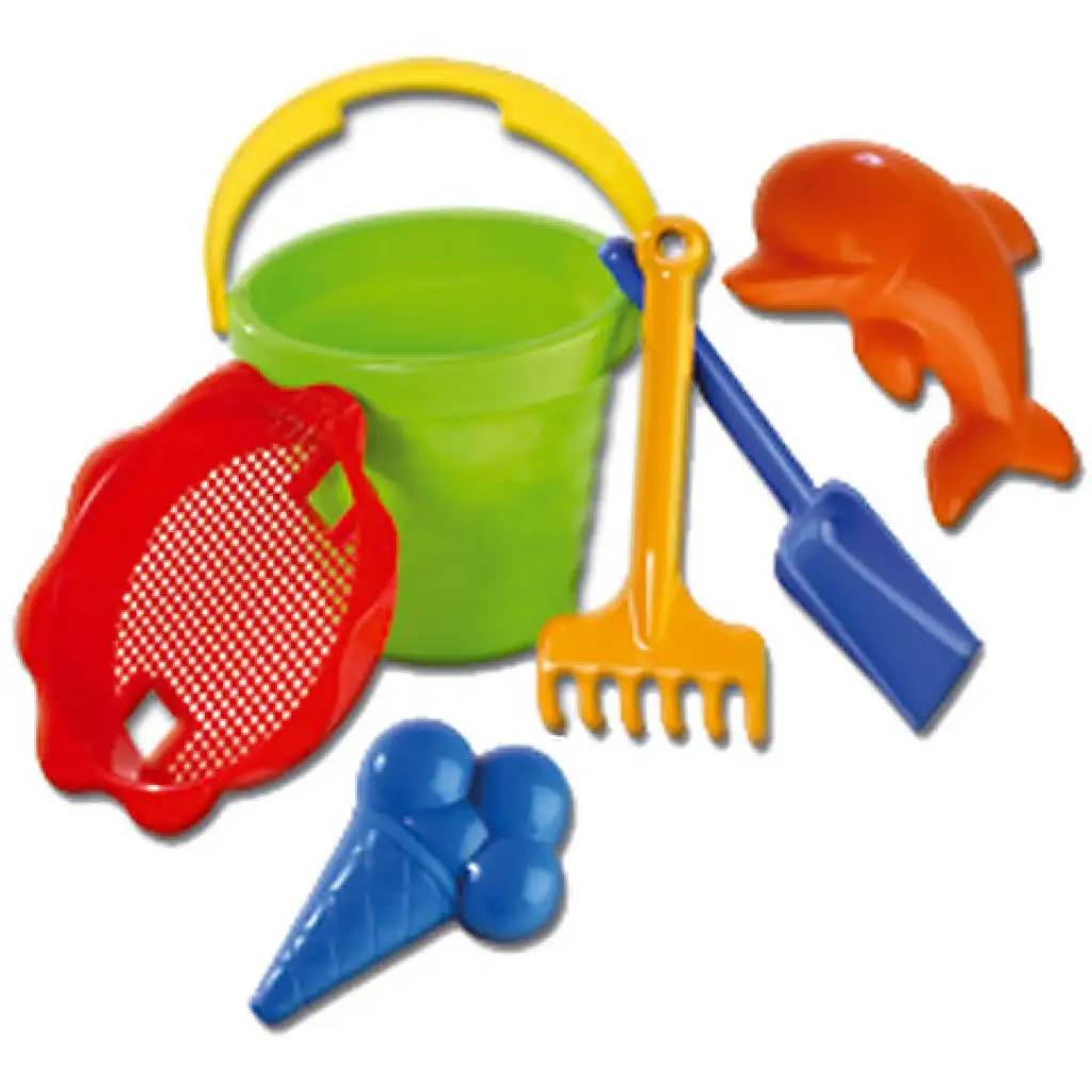 Veľký set do piesku s vlnovkovitým vedierkom 6 ks - D-Toys kép 1