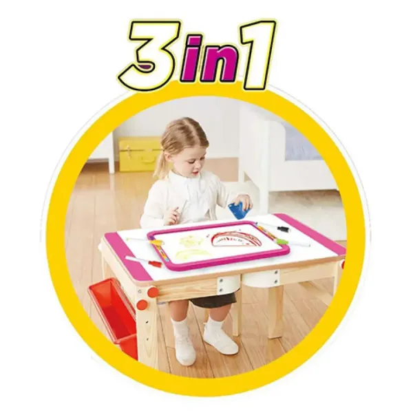 3v1 obojstranná kresliaca tabuľa v ružovej farbe 37x99cm obrázok 4