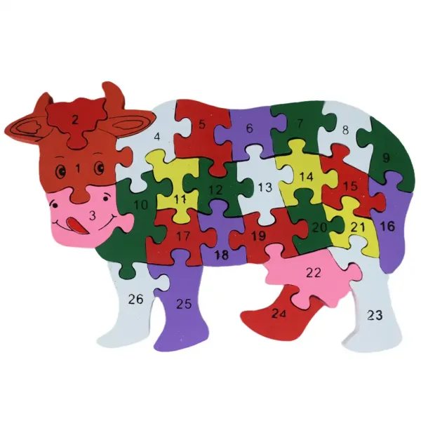 ABC - 123 krava drevo vzdelávací puzzle obrázok 3