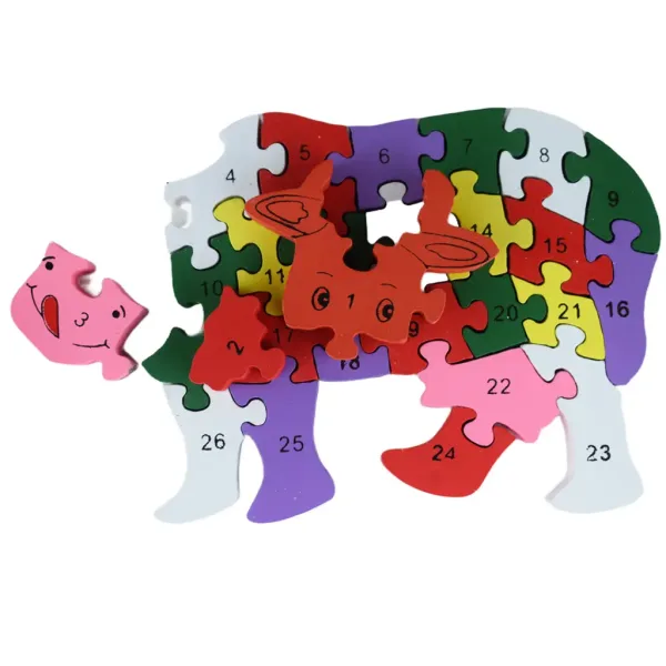 ABC - 123 krava drevo vzdelávací puzzle obrázok 4