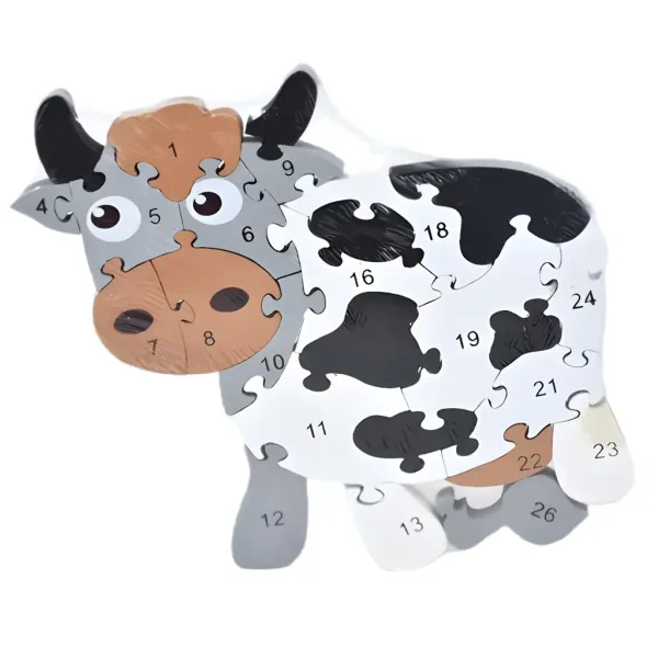 ABC - 123 medvedíkovo drevené vzdelávacie puzzle obrázok 4