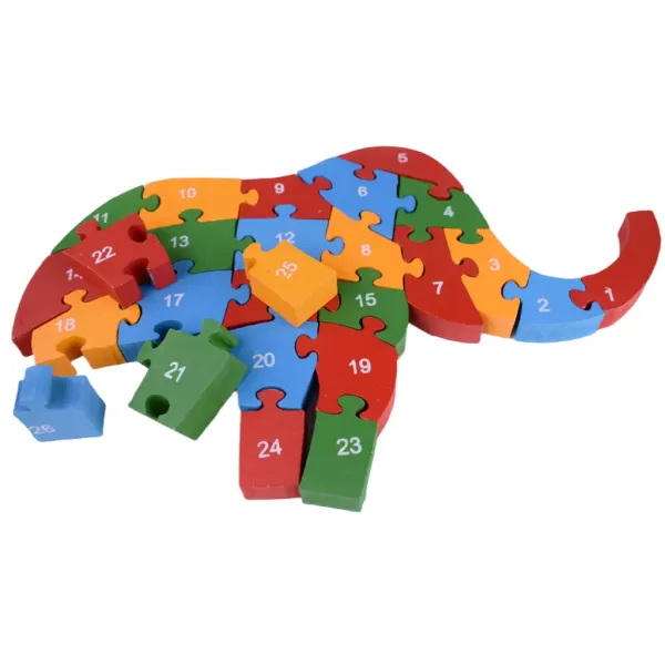 ABC - 123 slonie drevené vzdelávacie puzzle obrázok 3