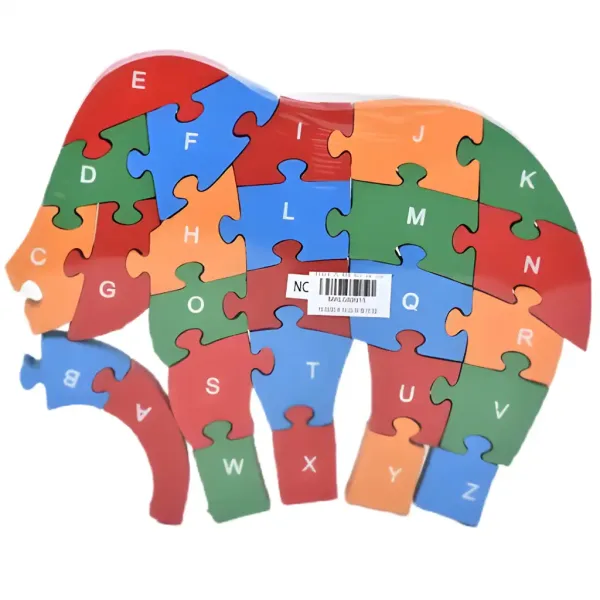 ABC - 123 slonie drevené vzdelávacie puzzle obrázok 6