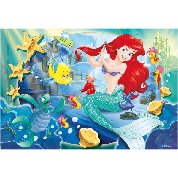 Ariel malá morská víla 2 v 1, 250-dielne puzzle a omaľovánka 50x35 cm - Lisciani obrázok 2