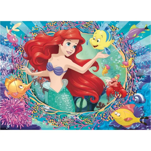 Ariel malá morská víla 2 v 1 48-dielne puzzle a omaľovánka 35x25 cm – Lisciani obrázok 2
