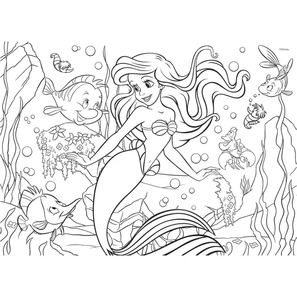Ariel malá morská víla 2 v 1 48-dielne puzzle a omaľovánka 35x25 cm – Lisciani obrázok 3