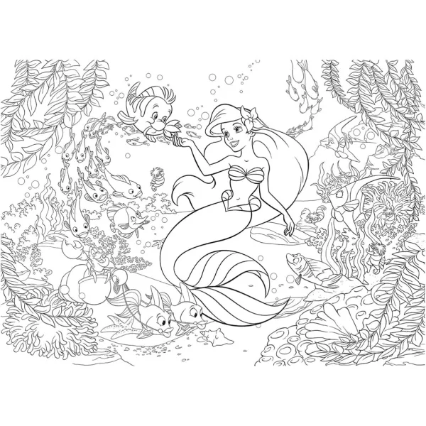 Ariel, malá morská víla 2 v 1 puzzle a omaľovánka, 108 dielikov, 50x35 cm – Lisciani obrázok 3