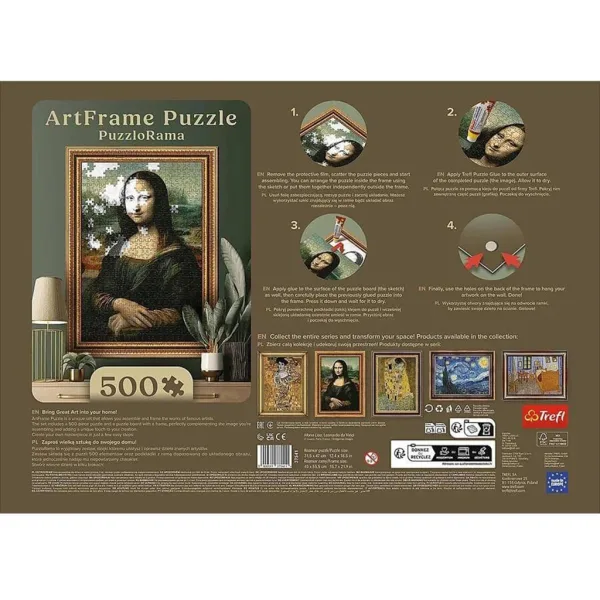 ArtFrame: Leonardo Da Vinci - Mona Lisa 500-dielne puzzle s rámom - Trefl obrázok 3
