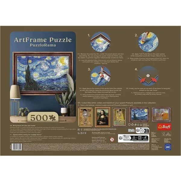 ArtFrame: Van Gogh – Hviezdna noc 500-dielne puzzle s rámom – Trefl obrázok 3