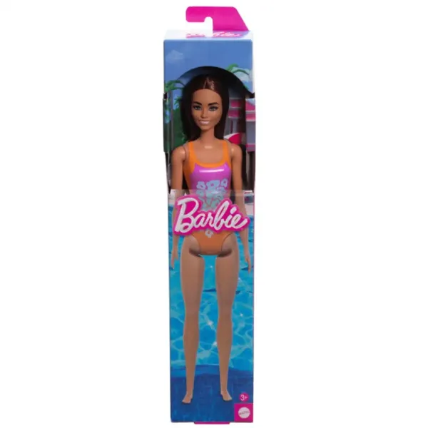 Barbie Beach bábika v fialovej farbe, s vzorovanými plavkami - Mattel obrázok 1