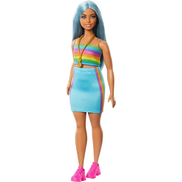 Barbie: Fashionista štýl bábika v farebne pruhovaných šatách - Mattel obrázok 3