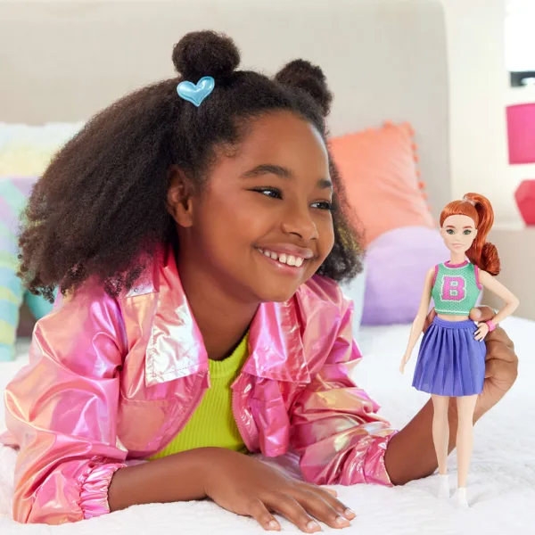 Barbie Fashionista štýlová bábika s červenými vlasmi v fialovej sukni - Mattel obrázok 5