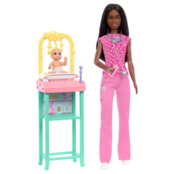 Barbie hnedovlasá detská lekárka kariérna bábika herný set - Mattel obrázok 2