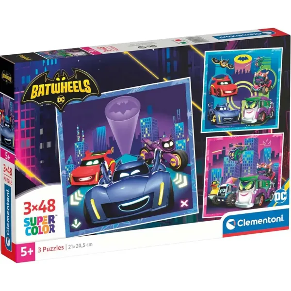 Batwheels 3x48 dielov puzzle Supercolor - Clementoni obrázok 1