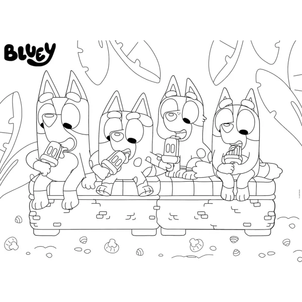 Bluey na dovolenke 2 v 1 24-dielne Eco maxi puzzle a omaľovánka 70x50 cm – Lisciani obrázok 3