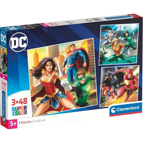 DC Liga spravodlivosti 3x48 dielikové Supercolor puzzle - Clementoni obrázok 1