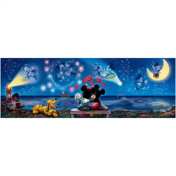 Disney - Mickey a Minnie: čarovná noc 1000-dielne panoramatické puzzle s plagátom - Clementoni obrázok 2