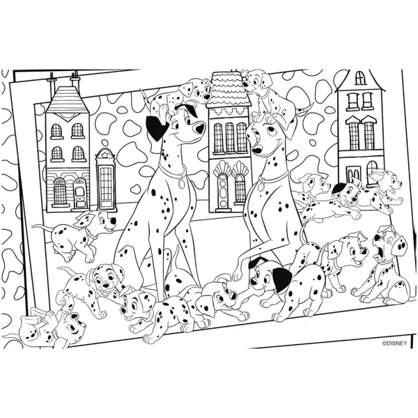 Disney 101 dalmatíncov 2 v 1, 24-dielne puzzle a omaľovánka 50x35 cm - Lisciani obrázok 3