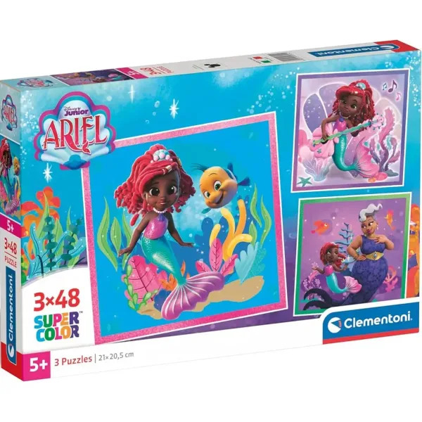 Disney Ariel 3x48 ks Supercolor puzzle - Clementoni obrázok 1